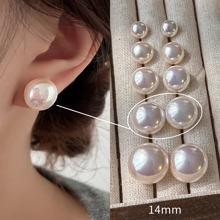 Shijia Mantou Pink Pearl Earrings Women's 925 Silver Needle Light Luxury Earrings Yiwu Niche Earrings