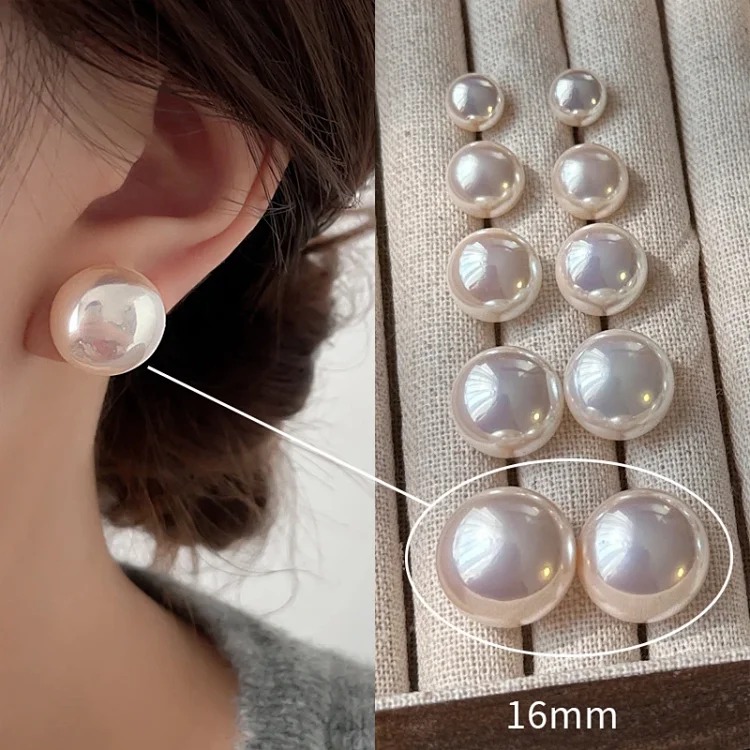 Shijia Mantou Pink Pearl Earrings Women's 925 Silver Needle Light Luxury Earrings Yiwu Niche Earrings