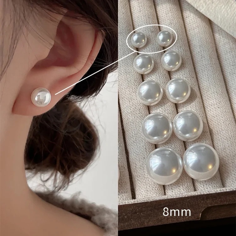 Shijia Mantou Pink Pearl Earrings Women's 925 Silver Needle Light Luxury Earrings Yiwu Niche Earrings