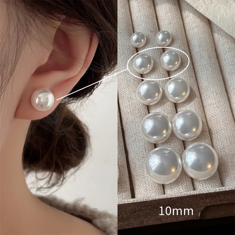 Shijia Mantou Pink Pearl Earrings Women's 925 Silver Needle Light Luxury Earrings Yiwu Niche Earrings