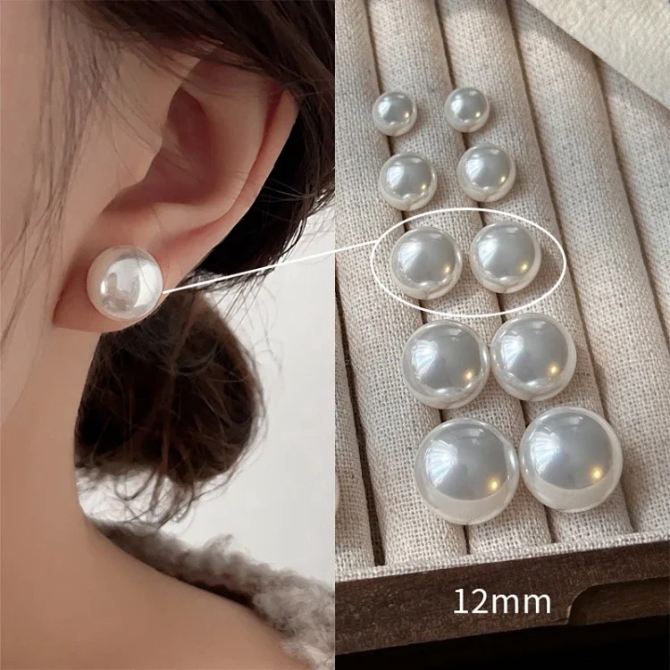 Shijia Mantou Pink Pearl Earrings Women's 925 Silver Needle Light Luxury Earrings Yiwu Niche Earrings