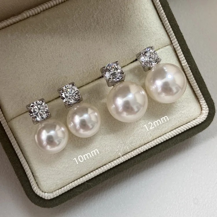 Zhao Liying's same style classic Princess Diana pearl earrings for women French light luxury high-end diamond-encrusted s925 sterling silver earrings image 4