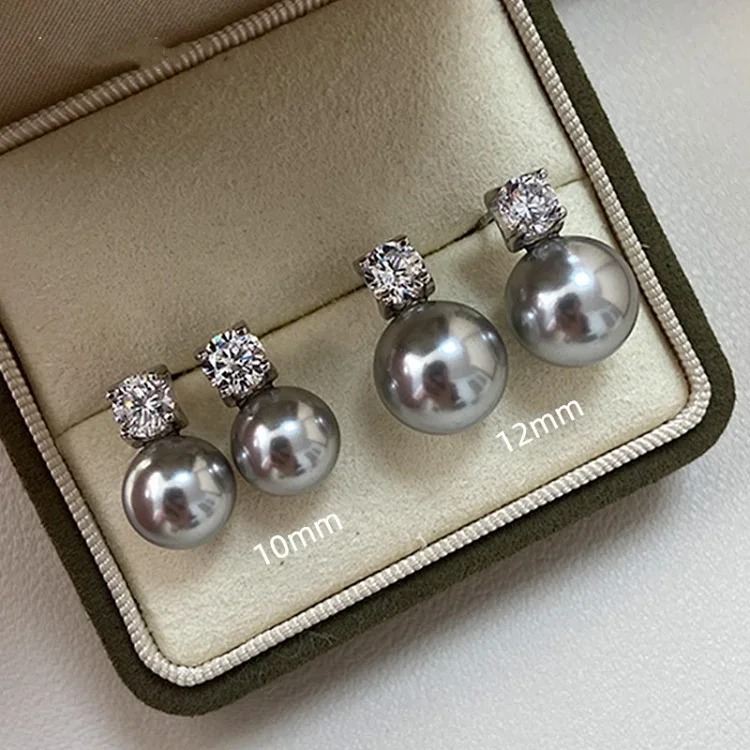 Zhao Liying's same style classic Princess Diana pearl earrings for women French light luxury high-end diamond-encrusted s925 sterling silver earrings image 6