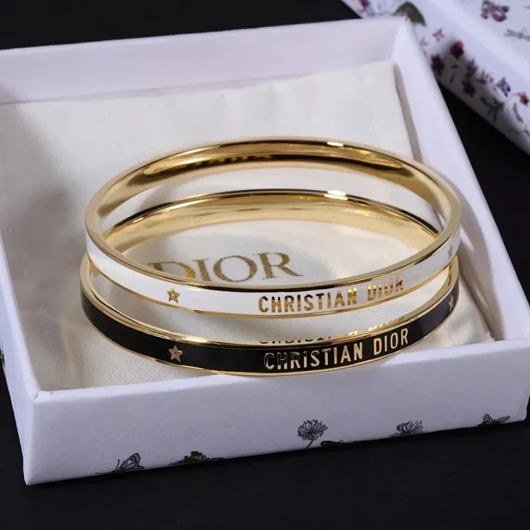 XXX-DIOR bracelet gold finish metal black paint thin bracelet-3709