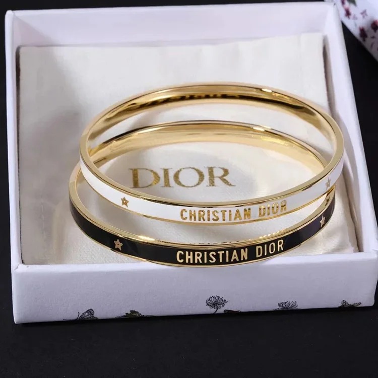 XXX-DIOR bracelet gold finish metal black paint thin bracelet-3709