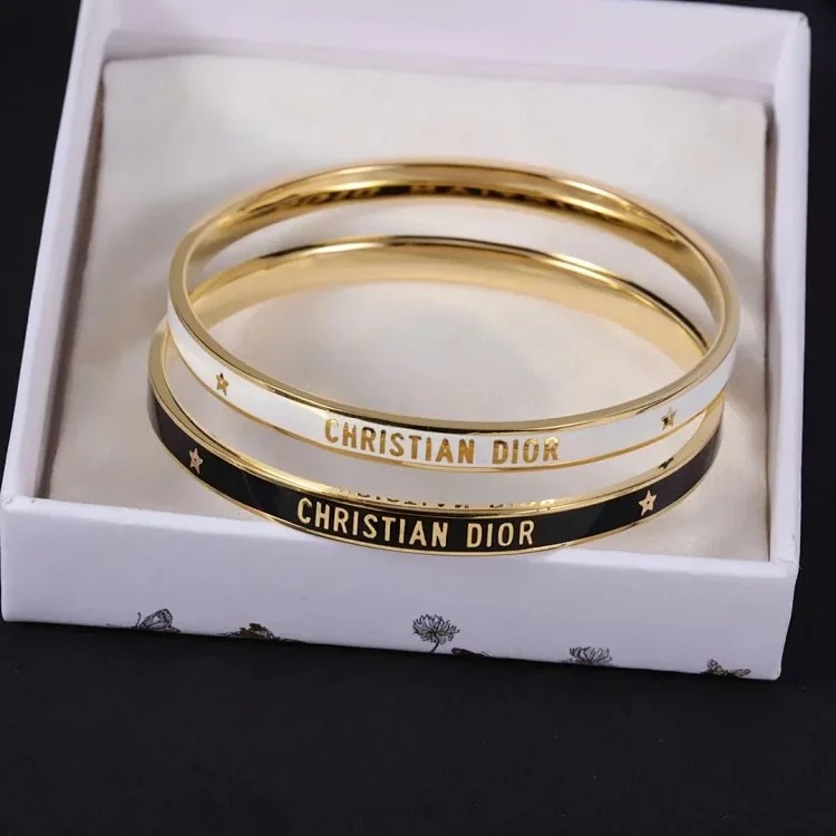 XXX-DIOR bracelet gold finish metal black paint thin bracelet-3709