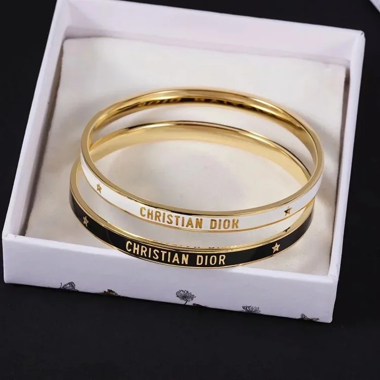 XXX-DIOR bracelet gold finish metal black paint thin bracelet-3709
