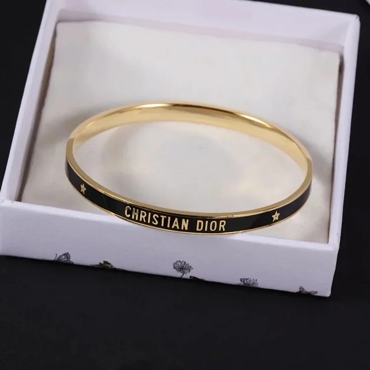 XXX-DIOR bracelet gold finish metal black paint thin bracelet-3709