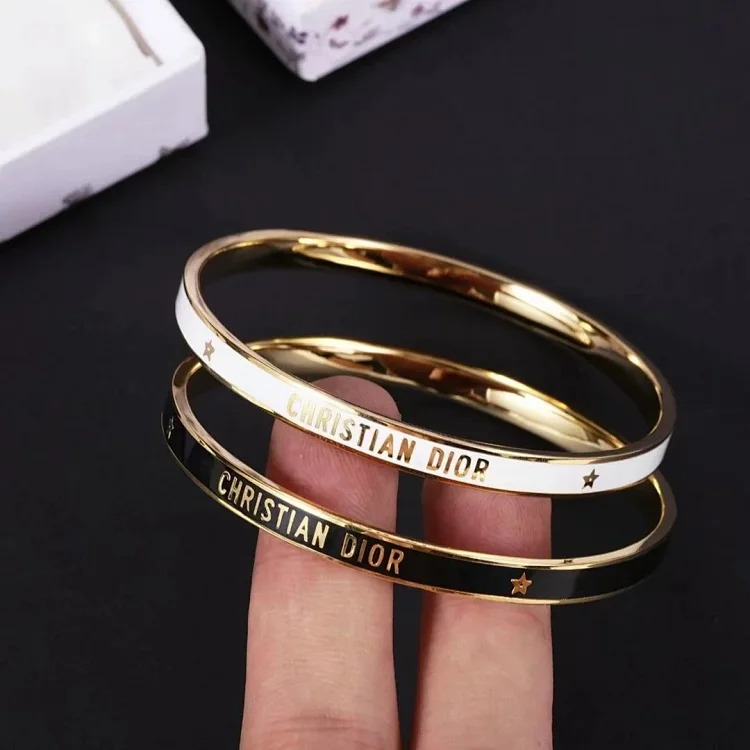 XXX-DIOR bracelet gold finish metal black paint thin bracelet-3709