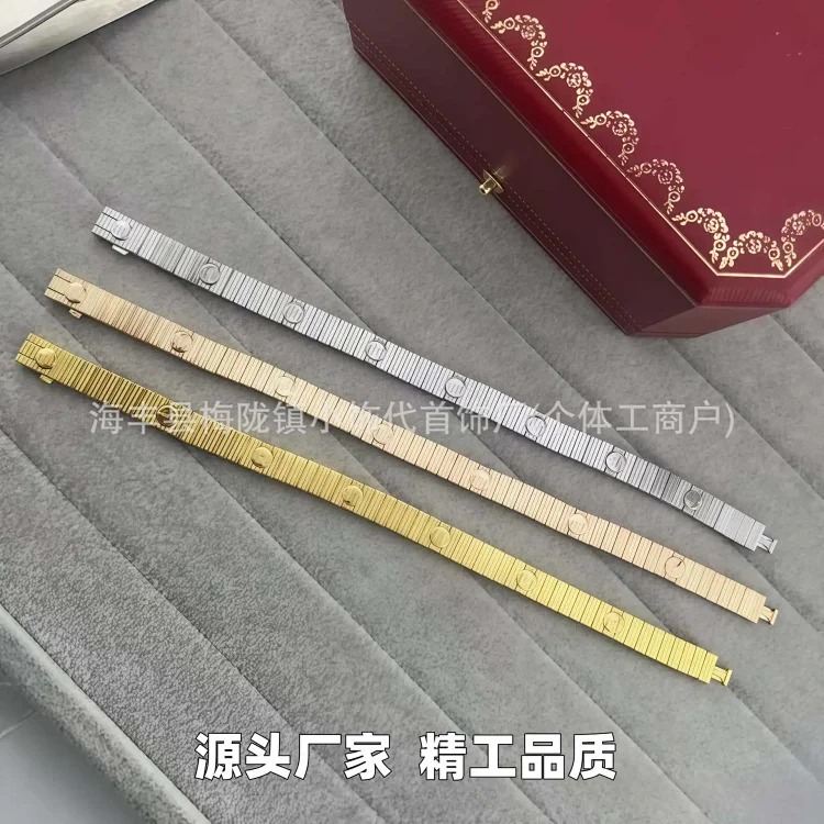 New striped screw bracelet CNC thick plated 18k rose gold bracelet