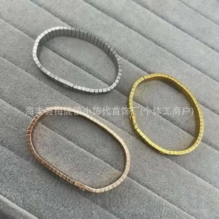 New striped screw bracelet CNC thick plated 18k rose gold bracelet image 5