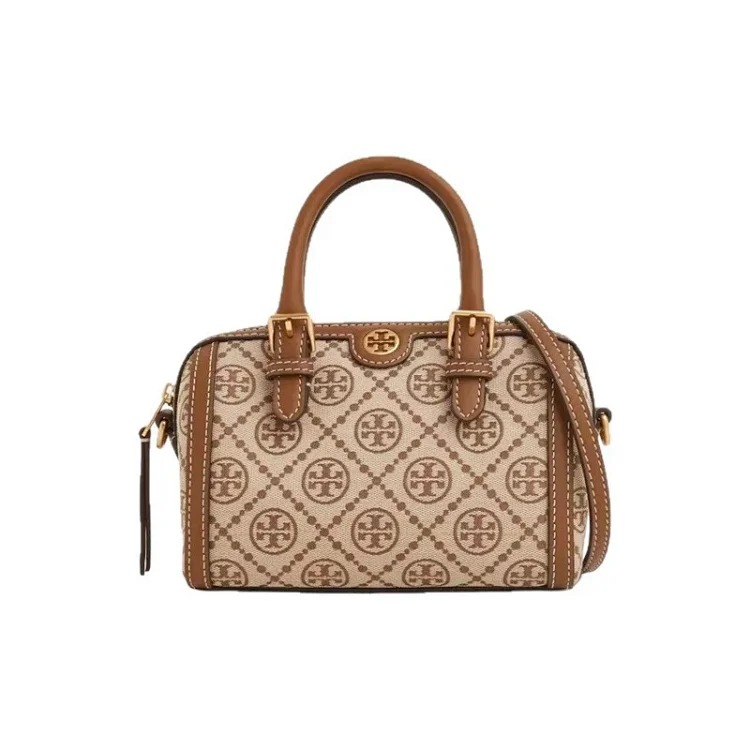Louis Vuitton Torty Burch retro old flower canvas barrel bag fashion trend portable bowling bag casual Boston bag