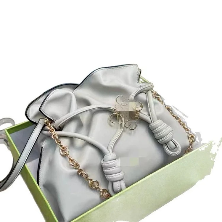 Wide non-general goods Luojia new lucky bag Flamenco fashionable genuine leather drawstring chain shoulder bag for women