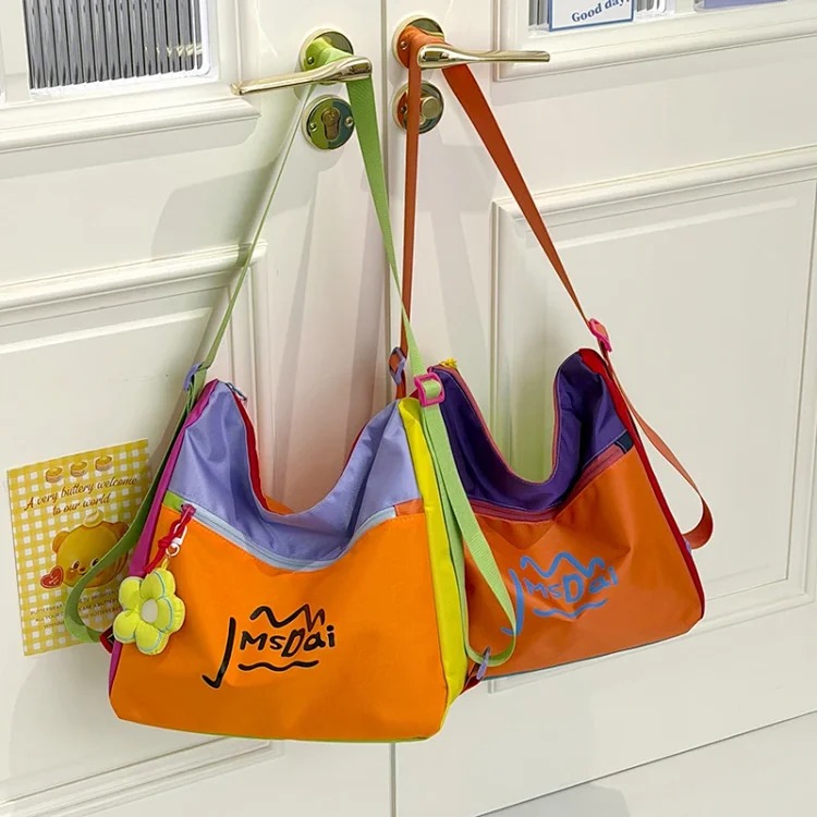 Dopamine Contrast Color Crossbody Bag Women's 2026 New Trendy Fashion Casual Shoulder Bag Student Outdoor Sports Backpack