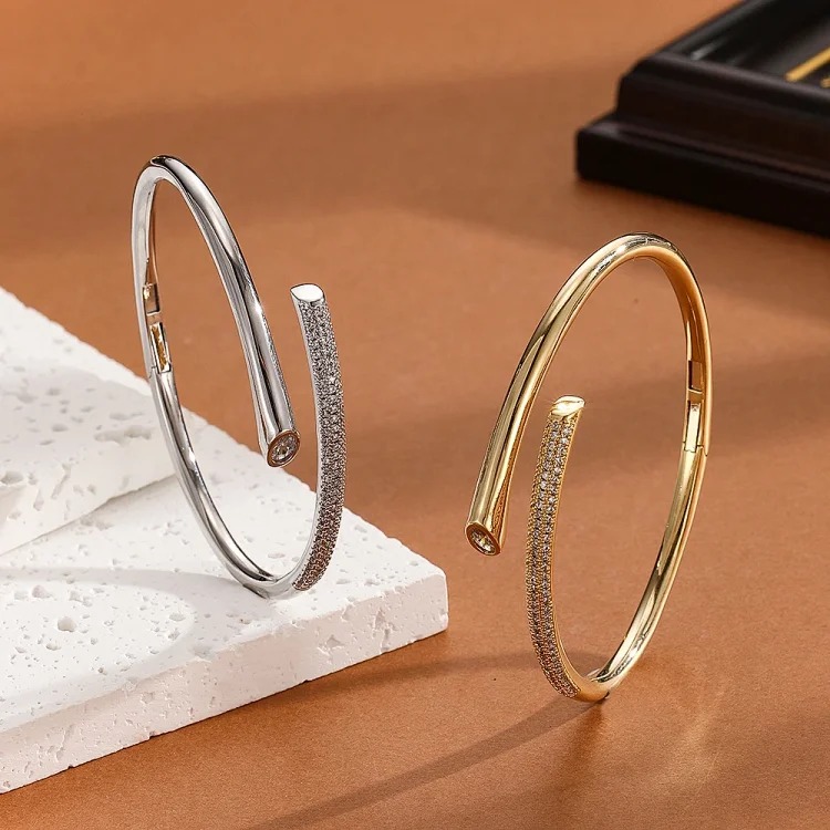 Copper gold-plated silver bracelet with zirconium for women image 4