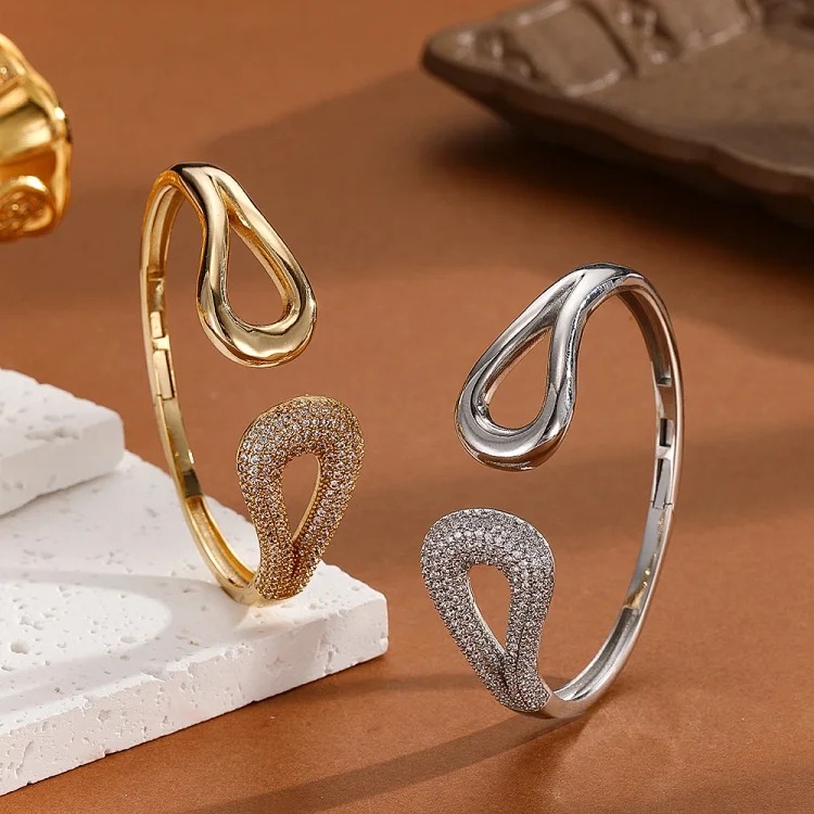 Copper gold-plated silver bracelet with zirconium for women image 5