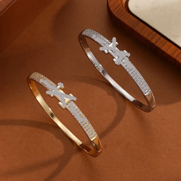 Copper gold-plated silver bracelet with zirconium for women image 6