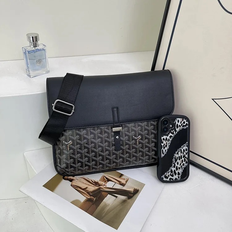 Dior 25 New Goya French Shoulder Bag Gaoyade Men's and Women's Large Capacity Crossbody Bag Postman Saddle Bag Printed Dog Tooth image 11