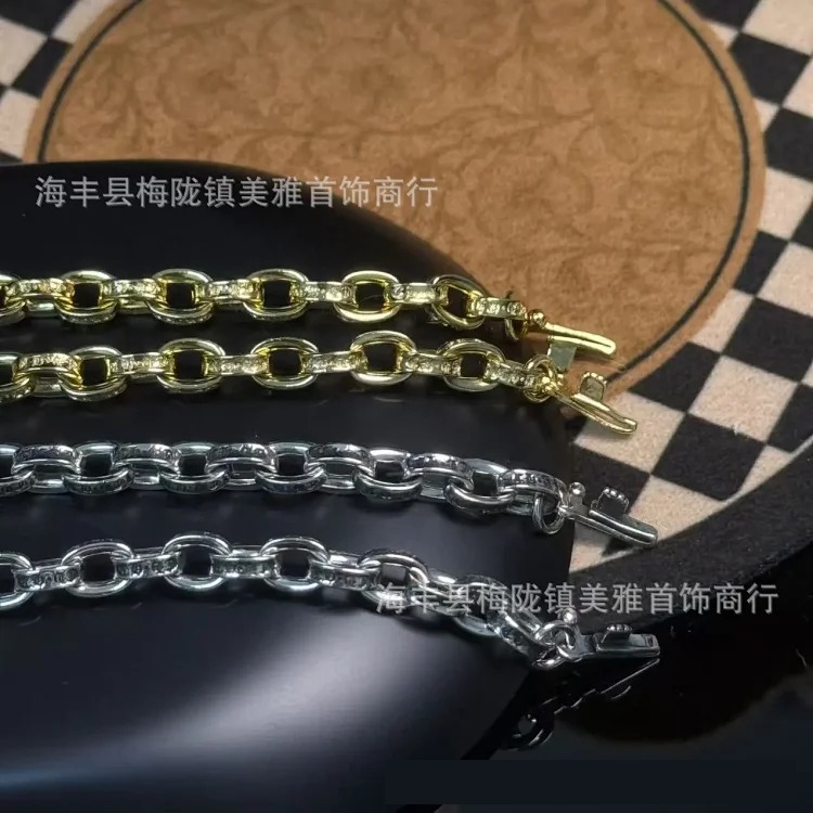 Trendy new style full diamond-free cross bracelet bracelet European and American retro couple Sanskrit fine bracelet