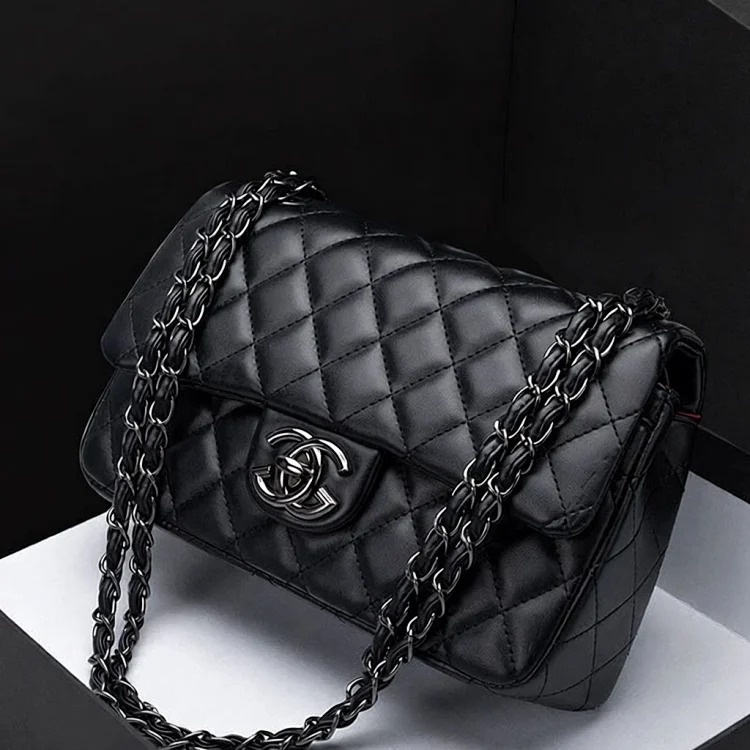 Bag genuine leather chain bag women's new trendy brand shoulder bag sheepskin small fragrant rhombus crossbody bag
