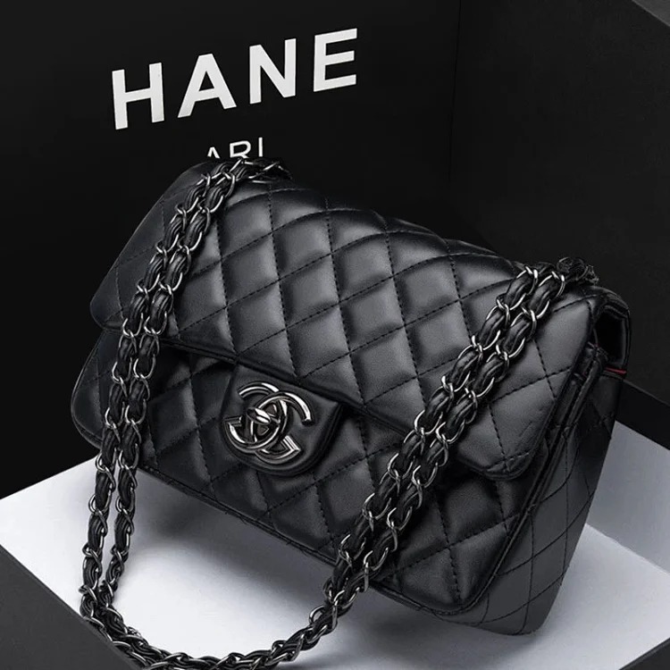 Bag genuine leather chain bag women's new trendy brand shoulder bag sheepskin small fragrant rhombus crossbody bag image 3