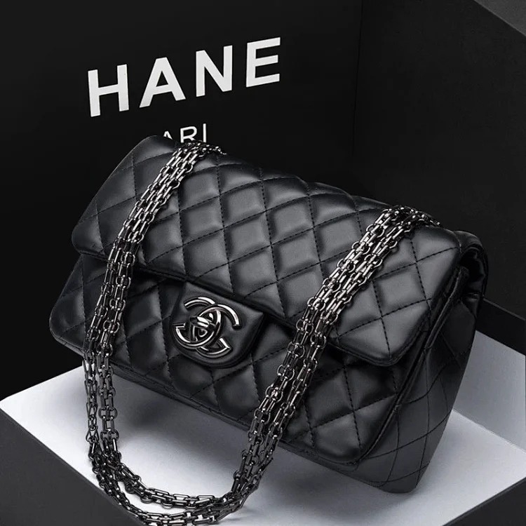 Bag genuine leather chain bag women's new trendy brand shoulder bag sheepskin small fragrant rhombus crossbody bag image 4