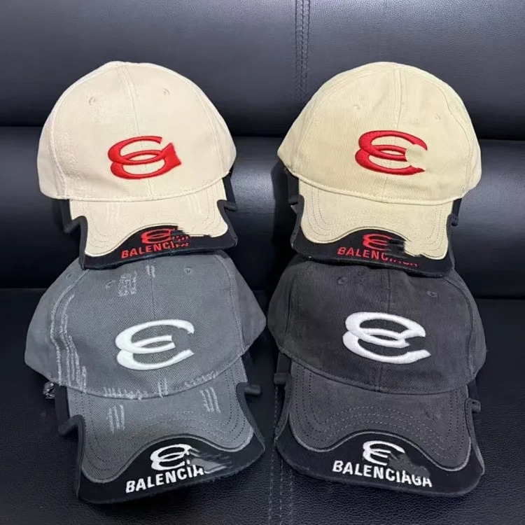 Letter style washed notched men's peaked baseball cap