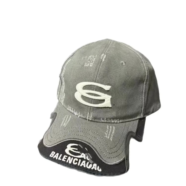 Letter style washed notched men's peaked baseball cap