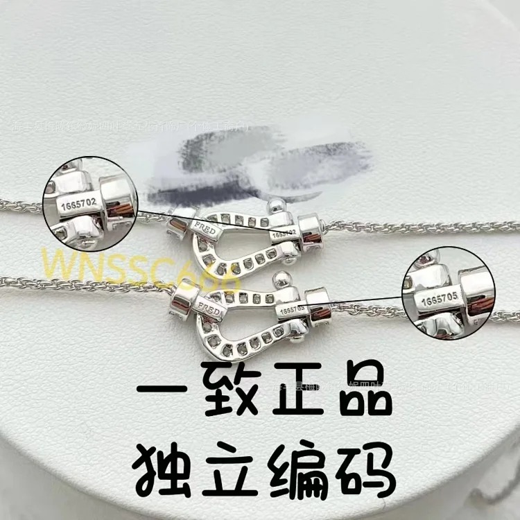 Fei F's Horseshoe Buckle Diamond Necklace Plated 18K Gold Full Diamond Mini Clavicle Chain Nautical Buckle Chinese Valentine's Day Gift Couple