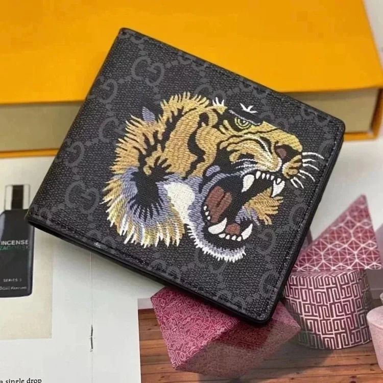 Men's Bee Snake Skin Print Variety of Fashion Trend Versatile Wallet Folding Wallet Men's Long Style image 3