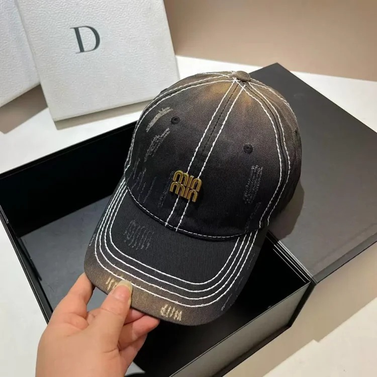 Style distressed soft-top baseball cap denim cotton versatile sun protection hat-CY