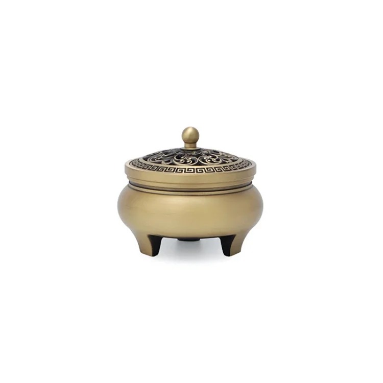 Copper incense burner indoor household incense pure brass three-legged incense burner incense insert antique incense coil incense coil incense burner wholesale