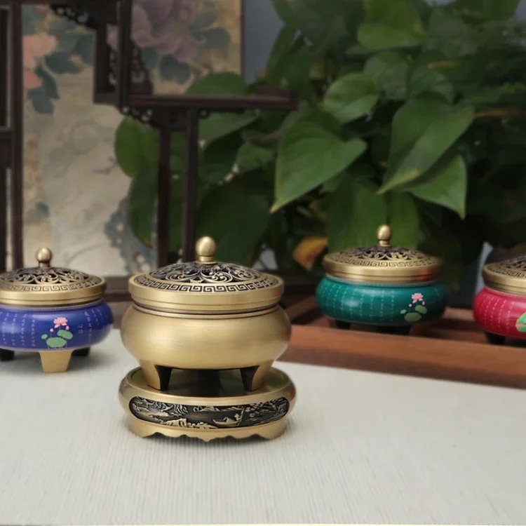 Copper incense burner indoor household incense pure brass three-legged incense burner incense insert antique incense coil incense coil incense burner wholesale