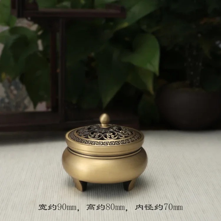 Copper incense burner indoor household incense pure brass three-legged incense burner incense insert antique incense coil incense coil incense burner wholesale