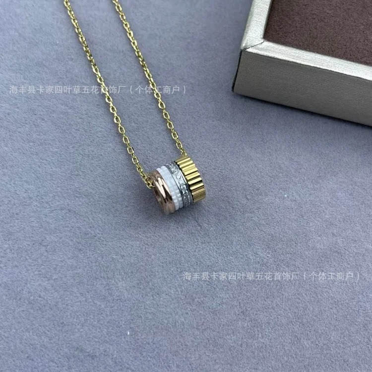 Bao Shijia high with diamond Xiao Zhan black and white blue and red ceramic necklace for men and women Bao V gold electroplating 18K Poetry Dragon Kunling image 4