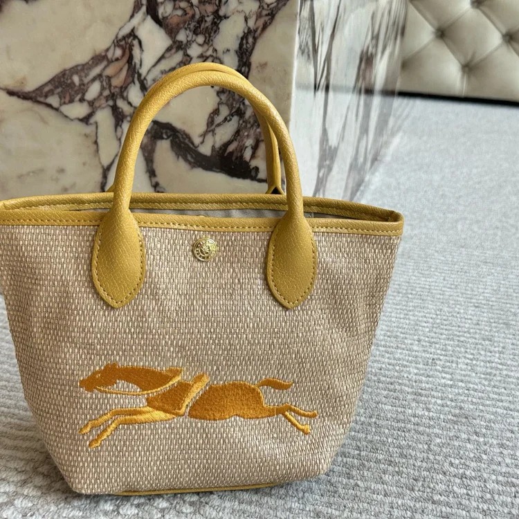 Dragon inlaid new style woven tote bag vegetable basket large capacity beach bag handbag contrasting color image 3