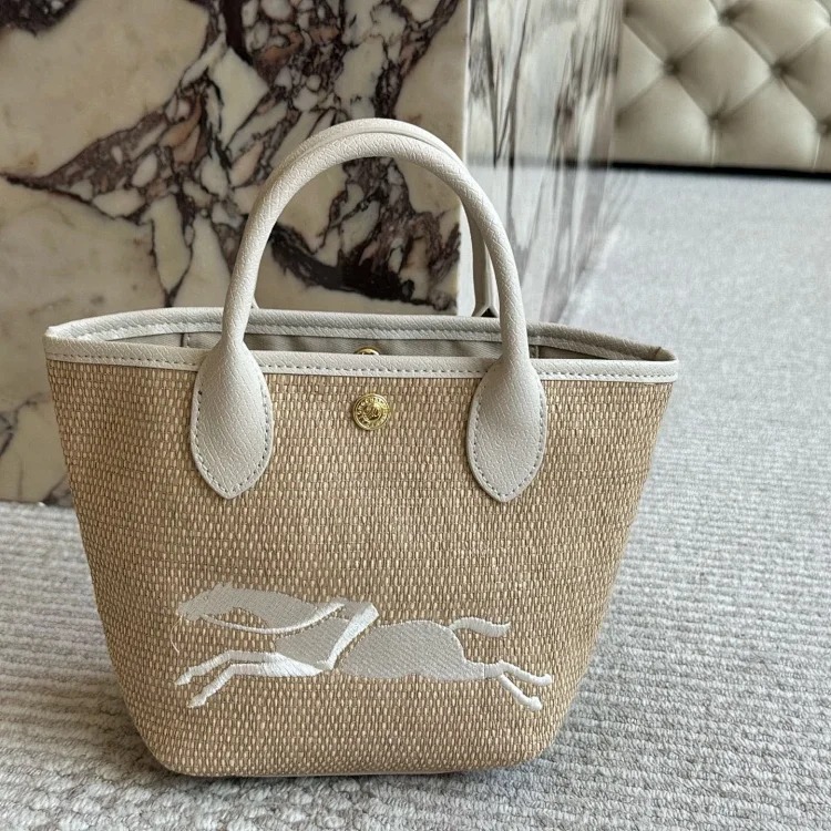 Dragon inlaid new style woven tote bag vegetable basket large capacity beach bag handbag contrasting color image 5