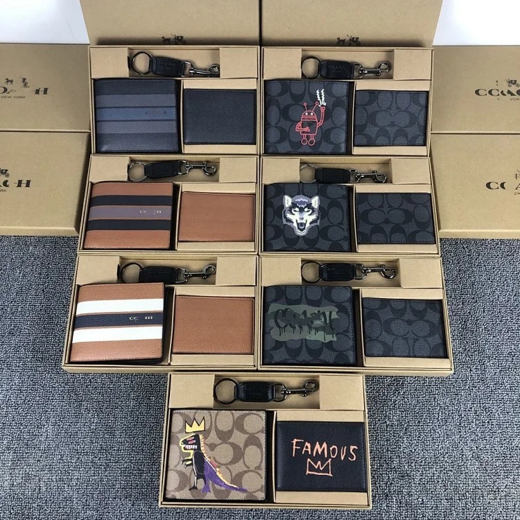 Jordan DJ58 C&Men's short business casual cowhide wallet card holder keychain three-piece set paper box packaging