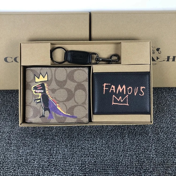 Jordan DJ58 C&Men's short business casual cowhide wallet card holder keychain three-piece set paper box packaging image 2