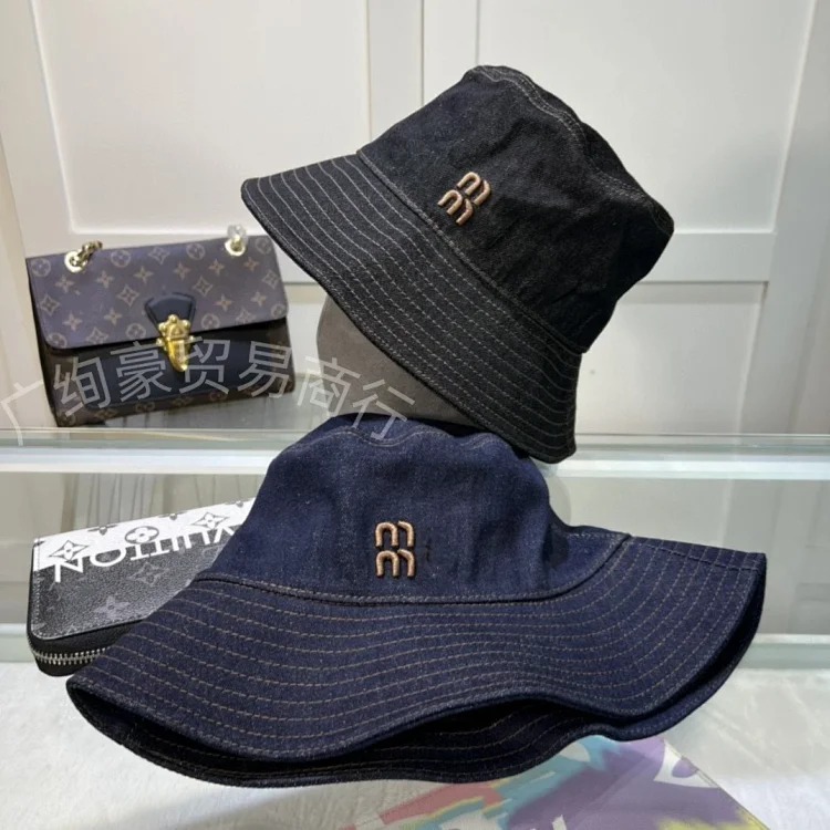 26 years m family new denim fisherman hat black and blue high-value men and women can wear sun protection basin hat fisherman
