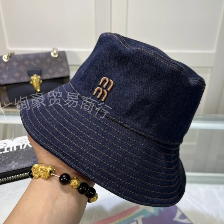 26 years m family new denim fisherman hat black and blue high-value men and women can wear sun protection basin hat fisherman