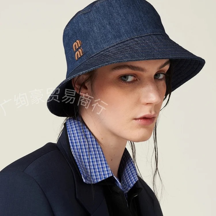 26 years m family new denim fisherman hat black and blue high-value men and women can wear sun protection basin hat fisherman