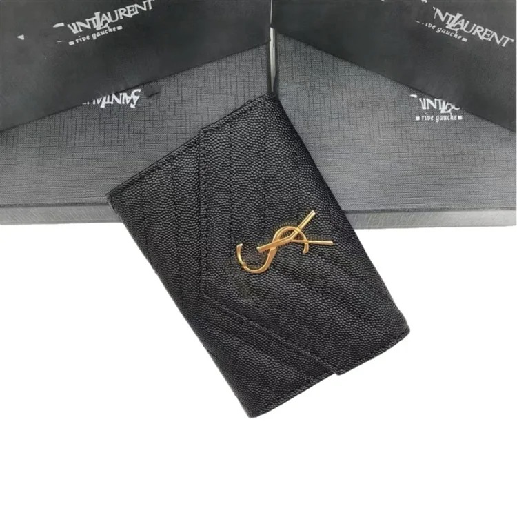 Caviar wallet gift box wallet tri-fold wallet men and women short genuine leather wallet change