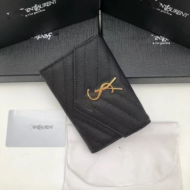 Caviar wallet gift box wallet tri-fold wallet men and women short genuine leather wallet change