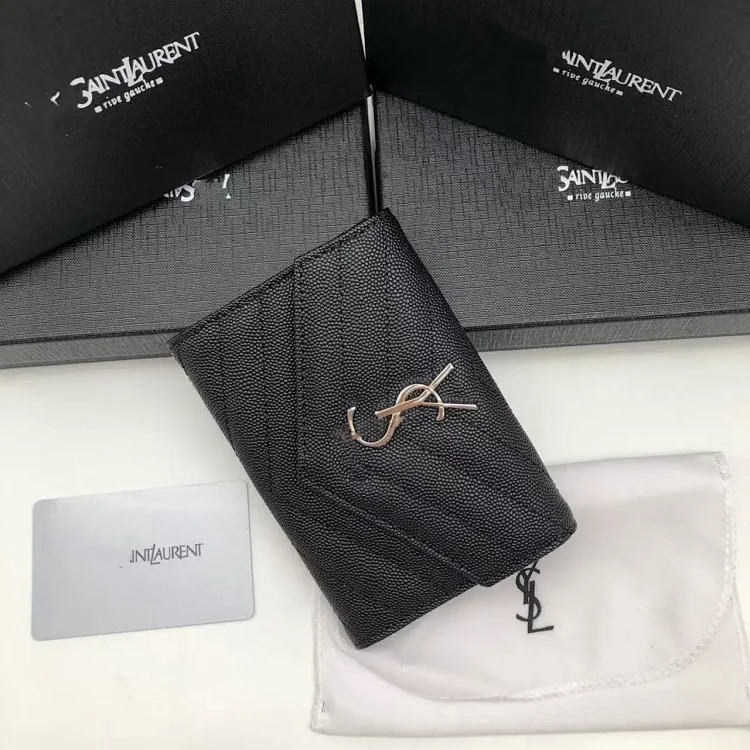 Caviar wallet gift box wallet tri-fold wallet men and women short genuine leather wallet change