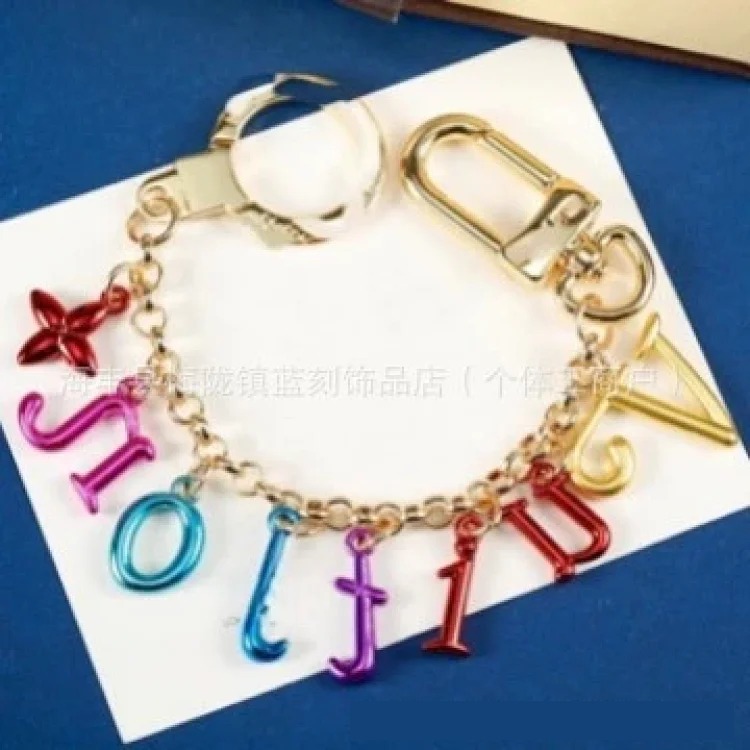 Colorful letter keychain sunflower alloy pendant European and American fashion trend pendant bag chain home