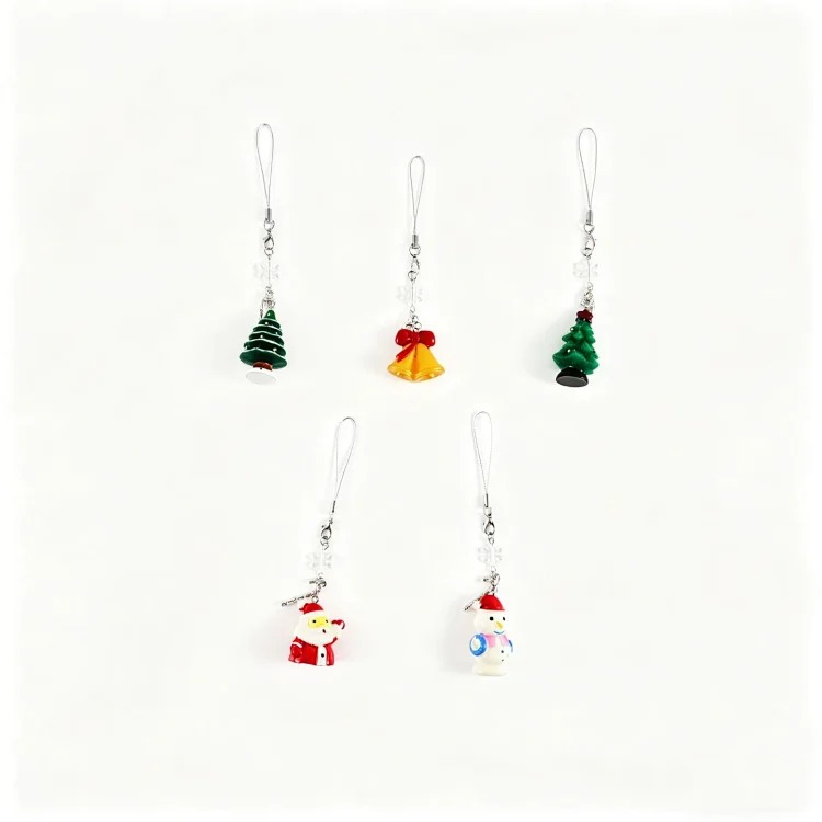 European and American best-selling cross-border new products Cartoon Christmas tree pendant Christmas snowflake mobile phone bag hanging key chain fashionable and versatile