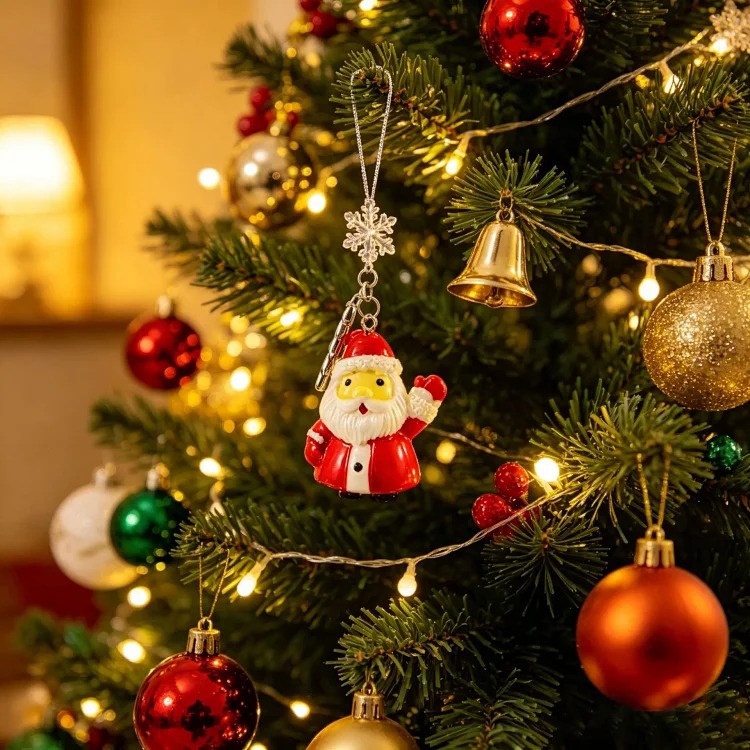 European and American best-selling cross-border new products Cartoon Christmas tree pendant Christmas snowflake mobile phone bag hanging key chain fashionable and versatile