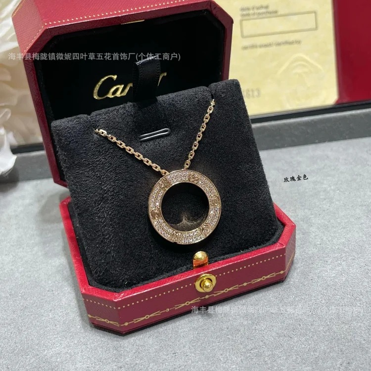 Big cake love full diamond necklace full of stars V gold high plated 18k rose gold does not fade light luxury luxury image 2