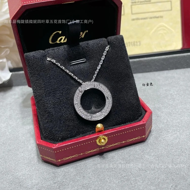 Big cake love full diamond necklace full of stars V gold high plated 18k rose gold does not fade light luxury luxury image 4